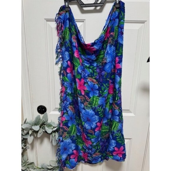 Royal Hawaiian Creations Blue Pink Floral‎ Sarong 57"X42" OSFA - Picture 1 of 4